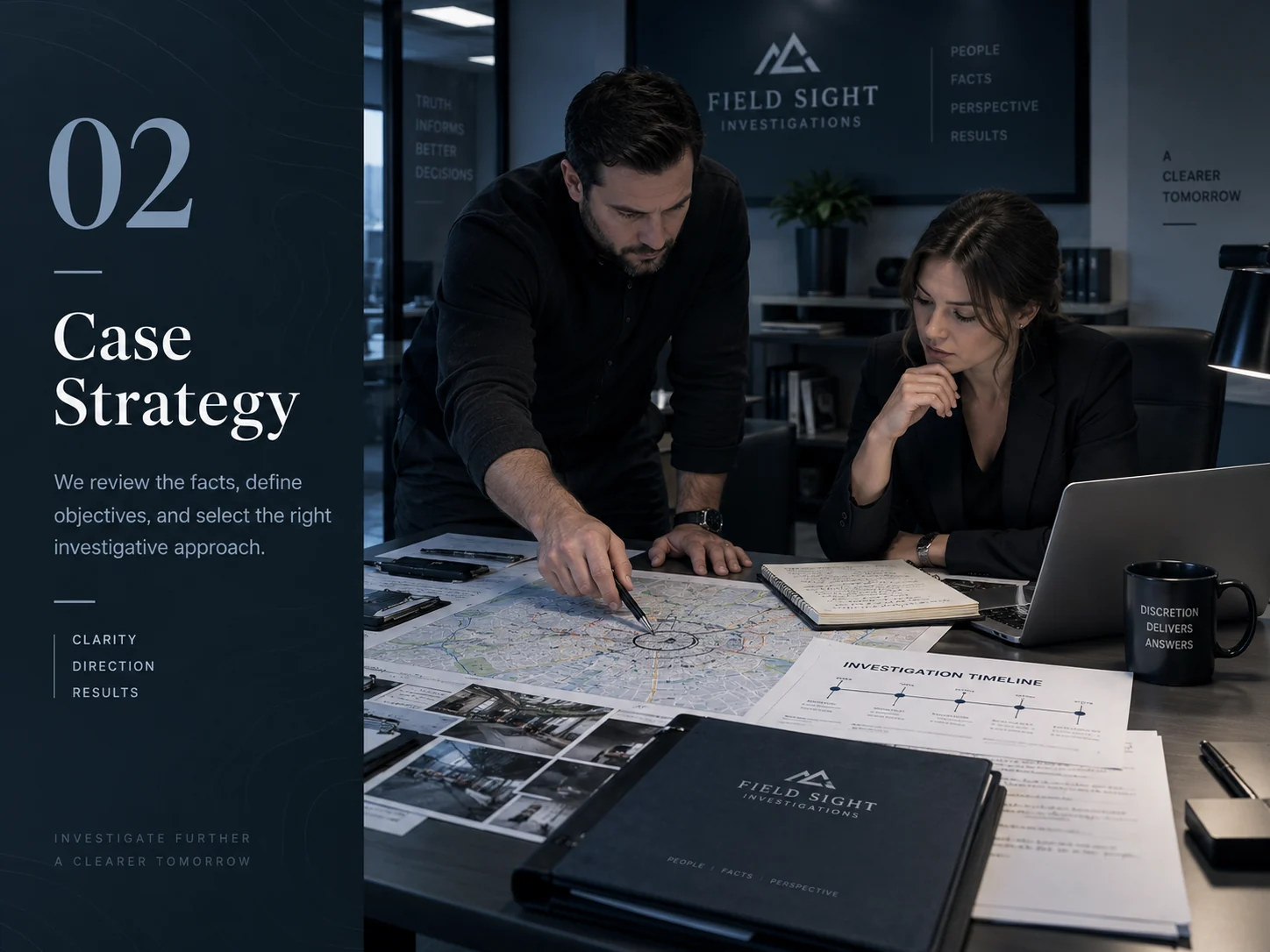Investigators developing a case strategy